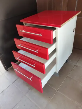 Cajonera Roja Cocina 4 Cajones