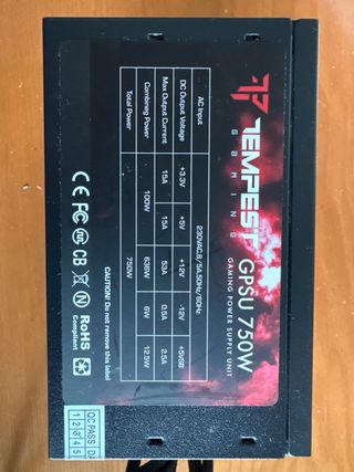 Fuente Alimentación Tempest GPSU 750W