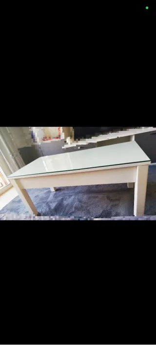 Mesa de centro elevable blanca,incluido el cristal