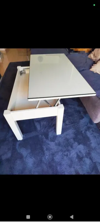 Mesa de centro elevable blanca,incluido el cristal
