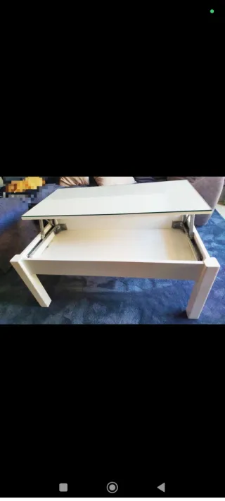 Mesa de centro elevable blanca,incluido el cristal