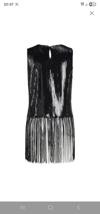 Top lentejuelas y flecos negro