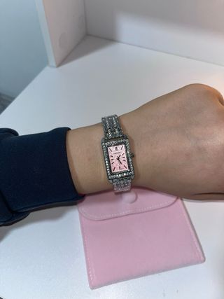 Reloj Cartono Mujer Rosa y Plateado