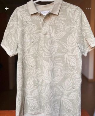 Polo verde estampado hojas Talla S