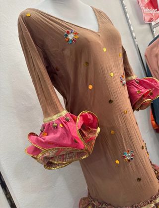 Vestido Flamenco Marrón y Rosa