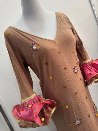 Vestido Flamenco Marrón y Rosa