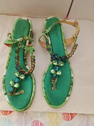 Chanclas Voner Mujer Verdes con Piedras