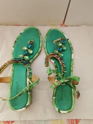 Chanclas Voner Mujer Verdes con Piedras