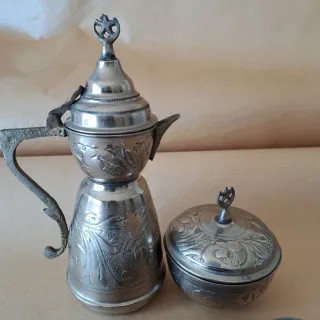 Juego Café Turco Metal y Cerámica