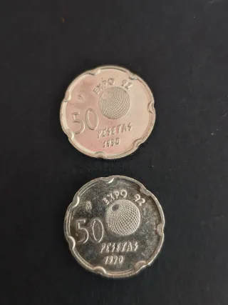 50 Pesetas Expo Sevilla 92. Dos monedas