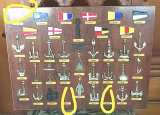 2 Cuadros: ánforas del Mediterráneo/banderas/ancla