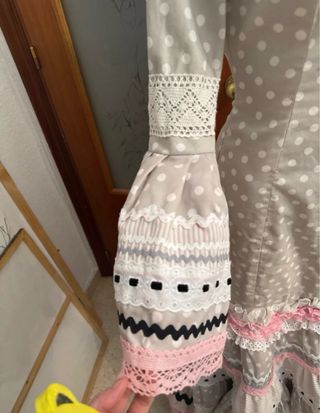 Vestido Flamenca Beige y Rosa