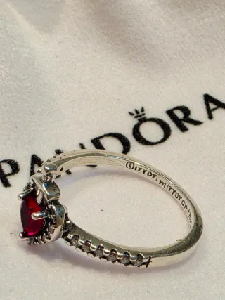 Anillo Pandora Corazón Rojo Plata Disney