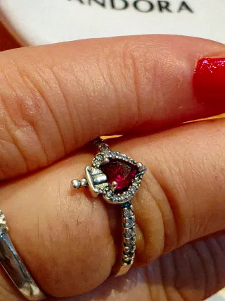 Anillo Pandora Corazón Rojo Plata Disney