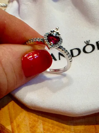 Anillo Pandora Corazón Rojo Plata Disney