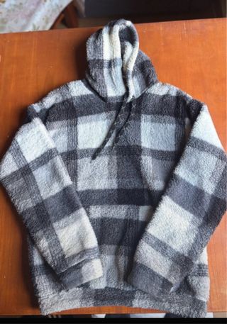 Forro polar a cuadros gris y blanco