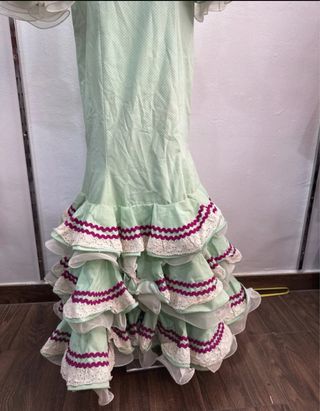 Vestido Flamenca Verde Lunares