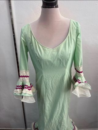 Vestido Flamenca Verde Lunares