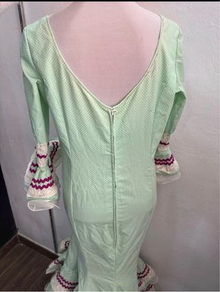 Vestido Flamenca Verde Lunares