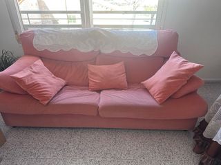 Sofá 3 plazas rosa