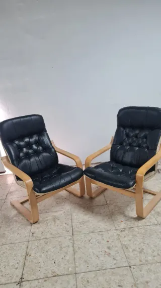 2 Sillones de Piel Negros Ikea