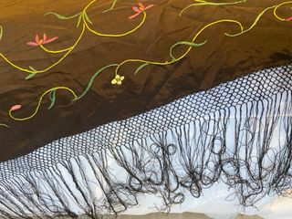 Mantón Manila Seda Ala de Mosca , antiguo