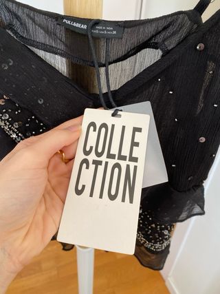 Top fiesta lentejuelas Pull&Bear negro