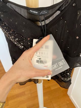 Top fiesta lentejuelas Pull&Bear negro