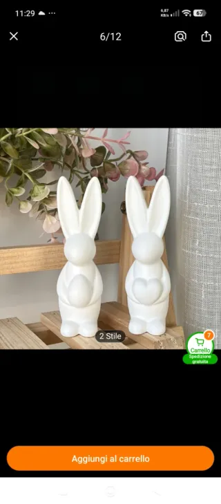 Coppia Candele Coniglio pasqua Bianco Fiocco Giall