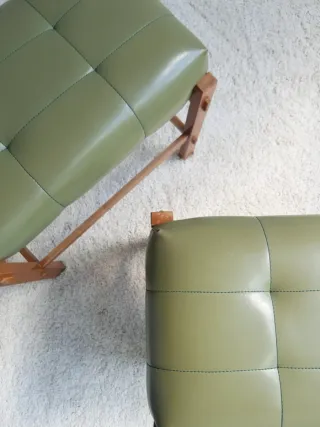 Pareja Taburetes Vintage Skai/Madera 60s