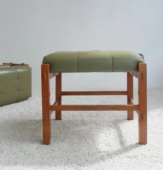 Pareja Taburetes Vintage Skai/Madera 60s