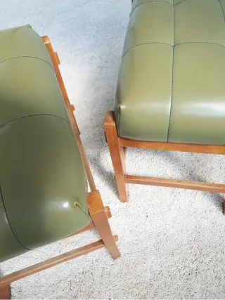 Pareja Taburetes Vintage Skai/Madera 60s