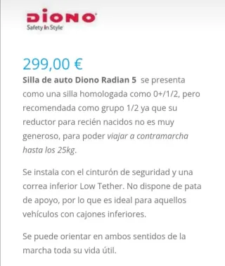 Silla Coche Diono Radian 5 Negra