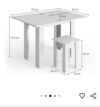 Conjunto mesa, banco y taburete blanco