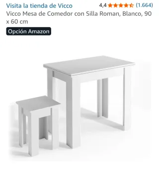 Conjunto mesa, banco y taburete blanco