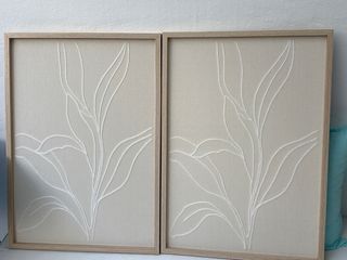 2 Cuadros Decorativos Beige y Blanco Medidas 48x68
