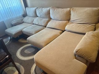 Sofá de 4 plazas en tela beige