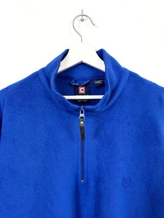 Forro Polar CHAPS Cremallera Azul Oversize Retro