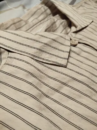 Camisa Zara bege riscas finas tam L