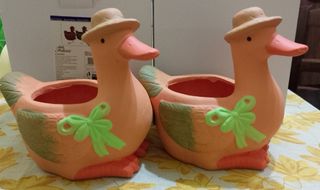 Coppia vasi ceramica anatre