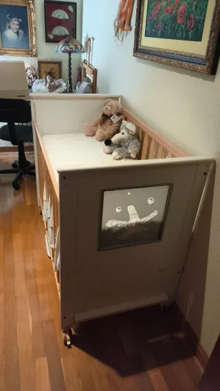 Cuna Micuna madera y blanco