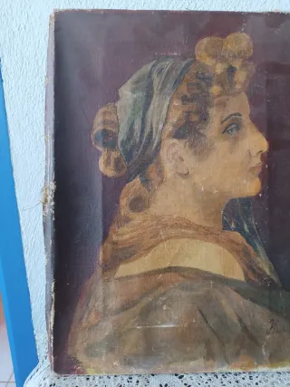 Antiguo cuadro óleo sobre lienzo