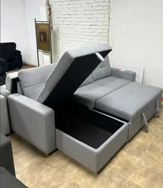 Divano Letto Chaise Longue Grigio