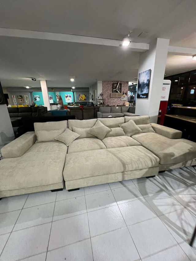 Sofá Cama Beige Chelong + Puff