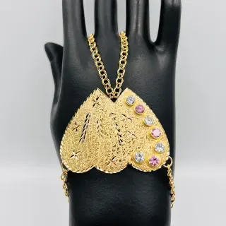 Pulsera Manita Corazón Doble 18K