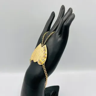 Pulsera Manita Corazón Doble 18K