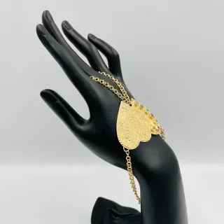 Pulsera Manita Corazón Doble 18K