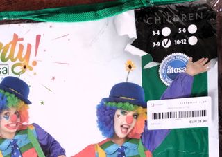 Fato Palhaço Carnaval Halloween 7-9 Anos