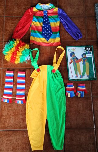 Fato Palhaço Carnaval Halloween 7-9 Anos