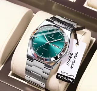 Reloj Poedagar Hombre Verde y Plateado